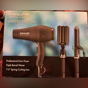 Babyliss pro porcelain ceramic limited edition dryer+triple waver+curling iron